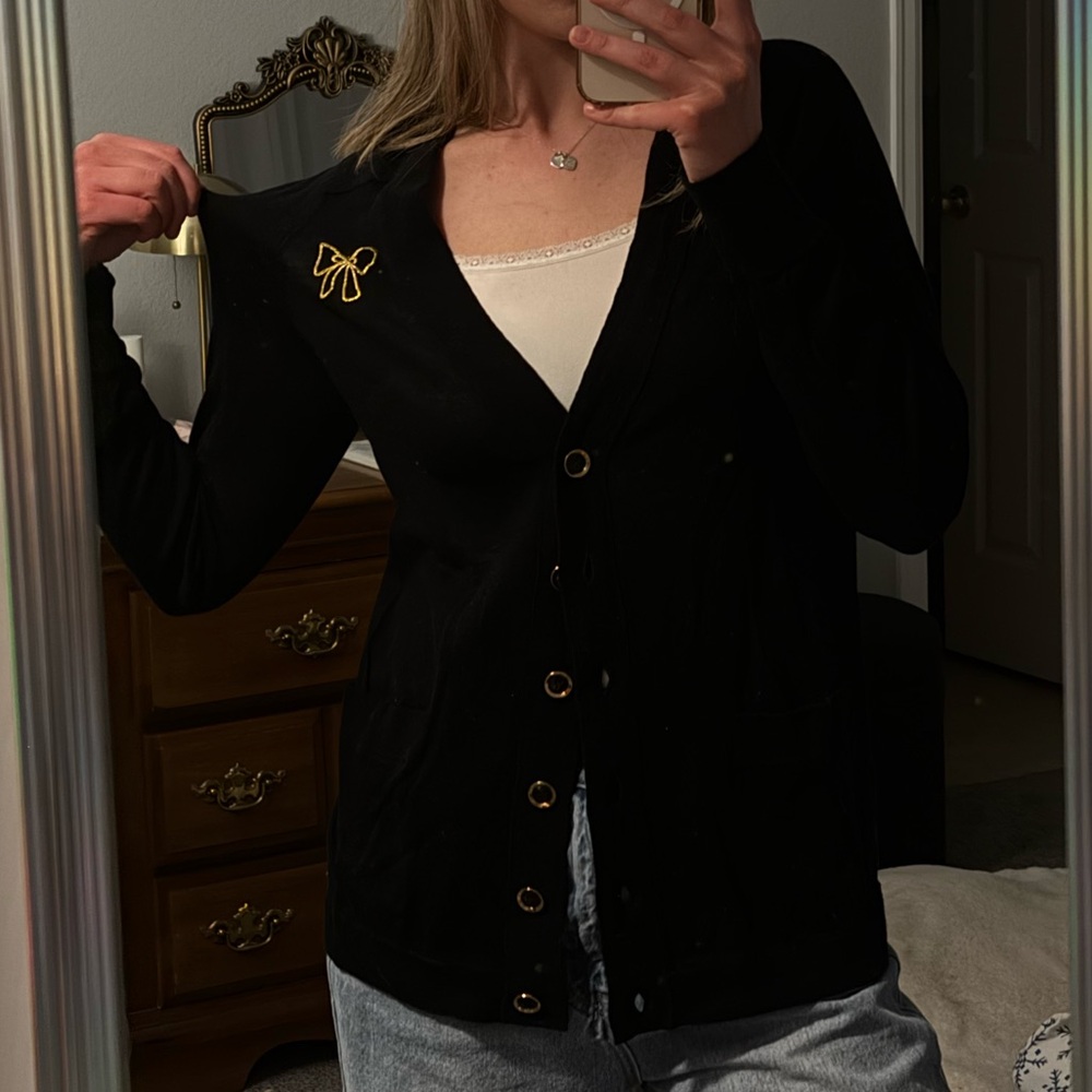 Marc By Marc Jacobs Black Cardigan with Gold Accent